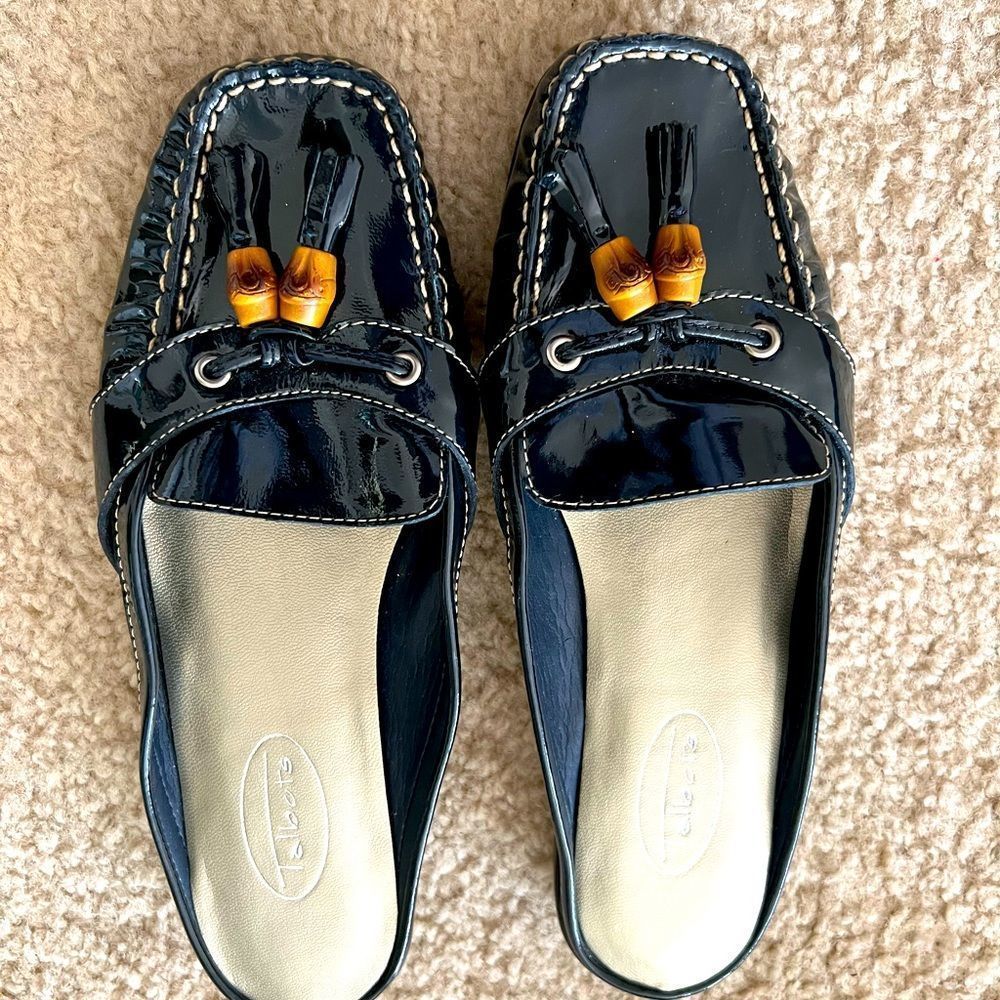 Talbots Patent Leather Boat Loafer Slides size 6